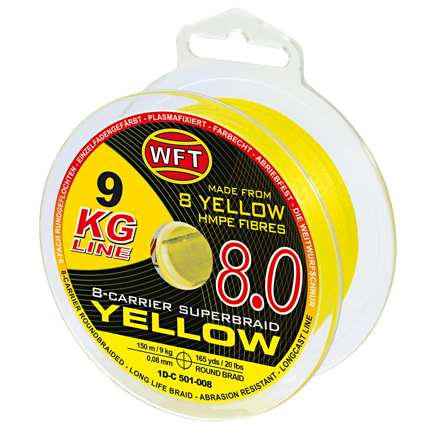 WFT Fishing Line KG 8.0 8-Carrier Super Braid (yellow, 150 m)