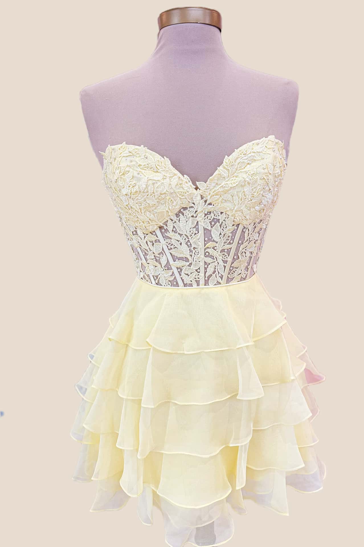 Sweetheart Hot Pink Appliques Tiered Short Dress