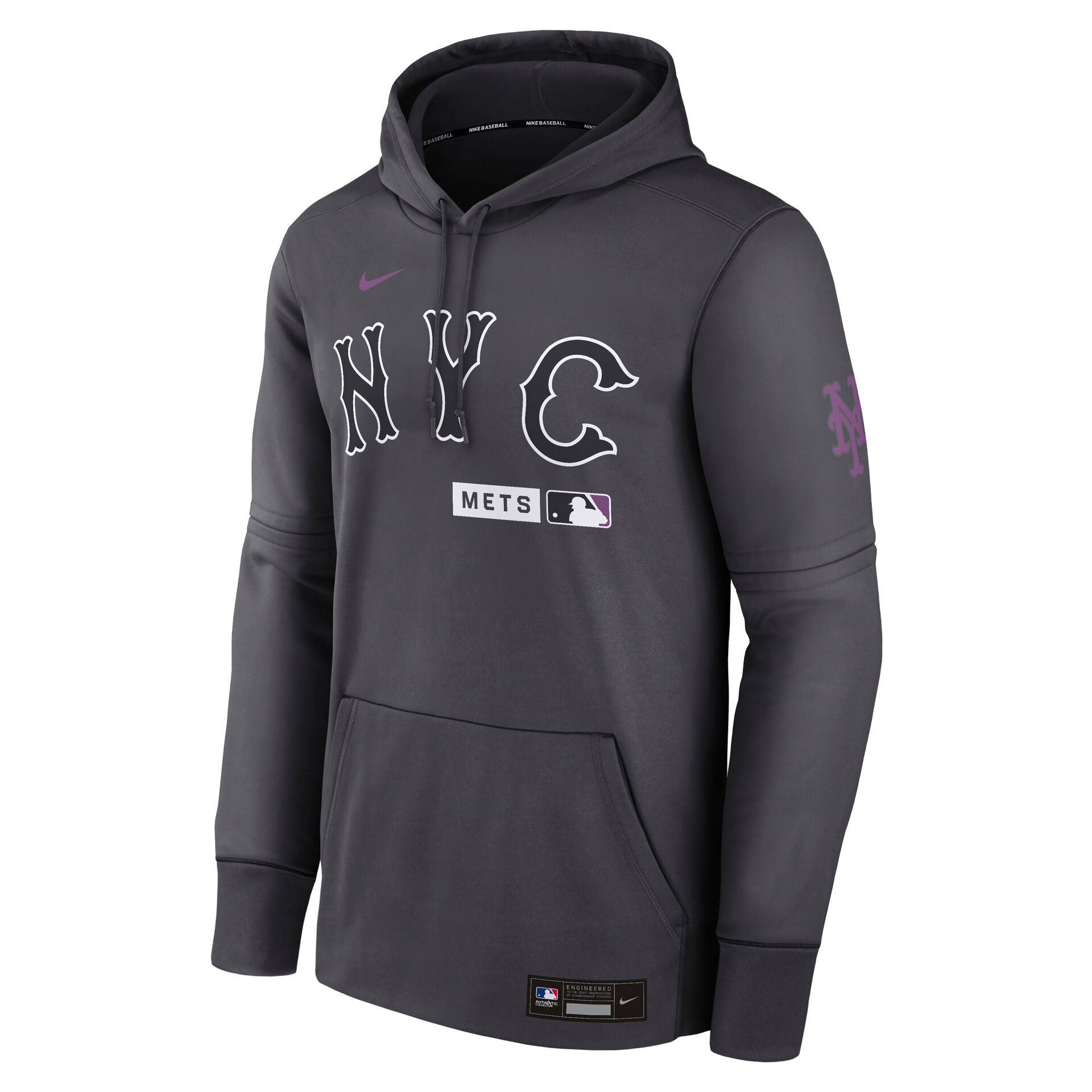 New York Mets City Connect 2026 MLB Authentic Therma Hoodie Anthracite