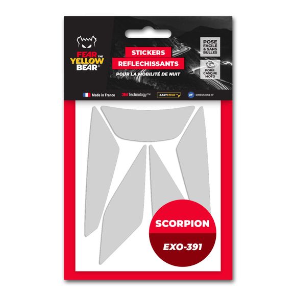 Fear The Yellow Bear REPLICA SCORPION EXO 391 Reflective Stickers - WhiteRef : FYB0032