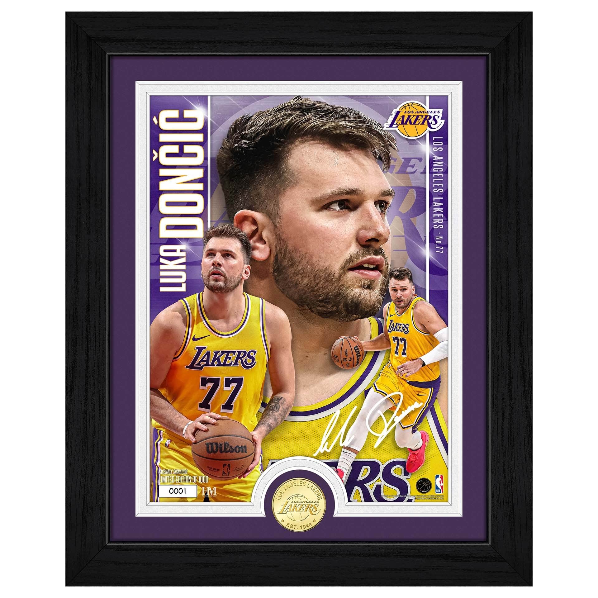 Luka Dončić Los Angeles Lakers Artist Proof Bronze Coin NBA Photo Frame