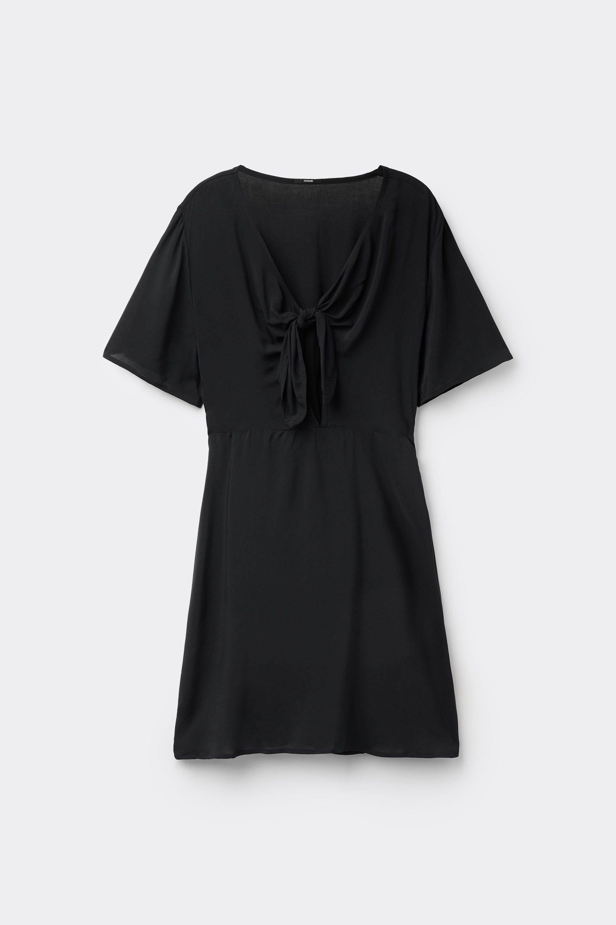 Short Sleeve Viscose Dress with Knot