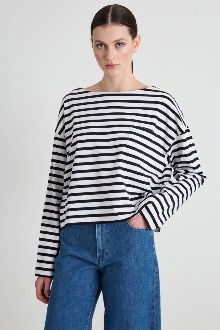 Oversized cotton T-shirt - WHITE BLACK