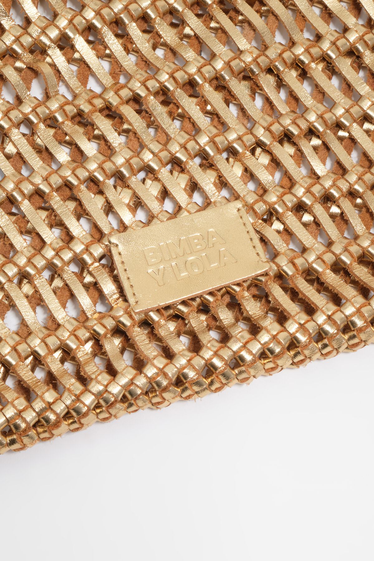 Gold plaited leather handbag