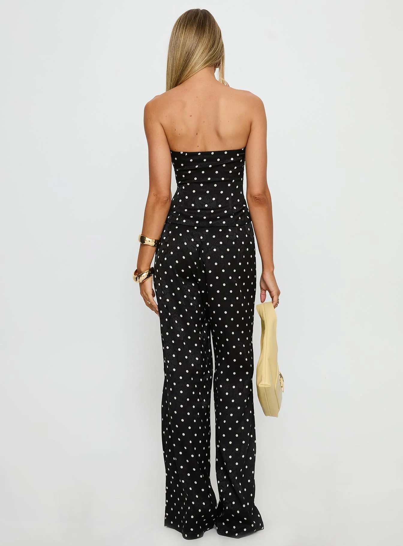 Powdered Sugar Strapless Set Black Polka