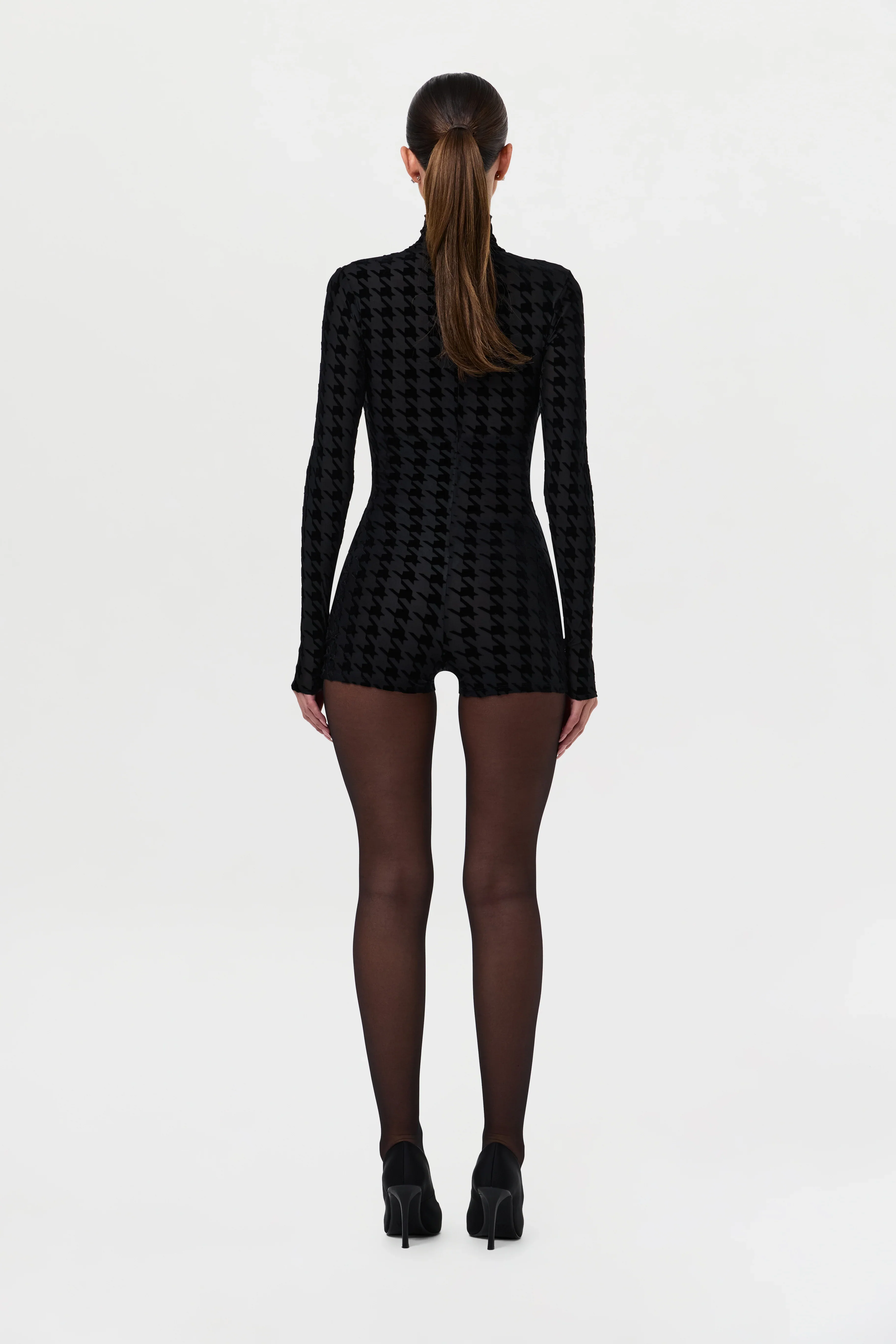 Burnout Print Turtleneck Romper