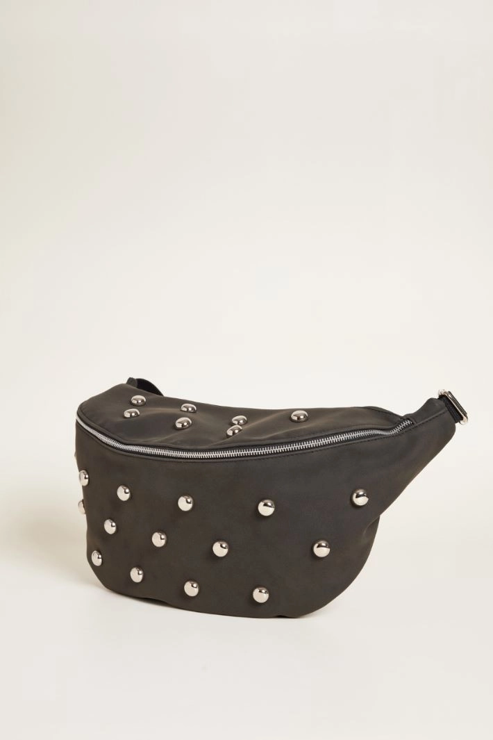 Velvet-effect fabric bag - BLACK