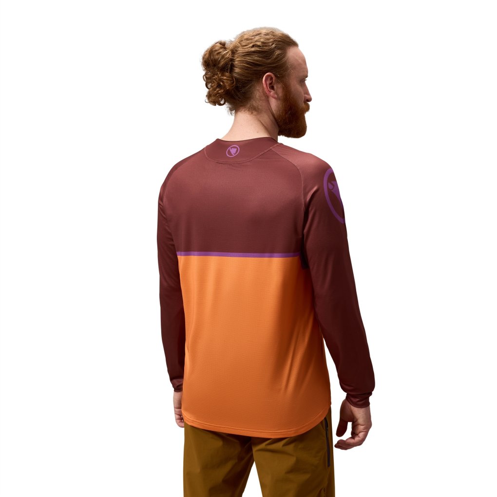 Endura SingleTrack Core Printed Long Sleeve Tee Men - end orange