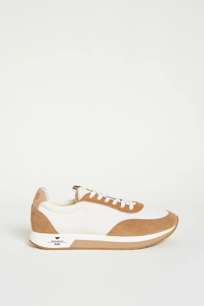 Technical fabric sneakers - WHITE CAMEL