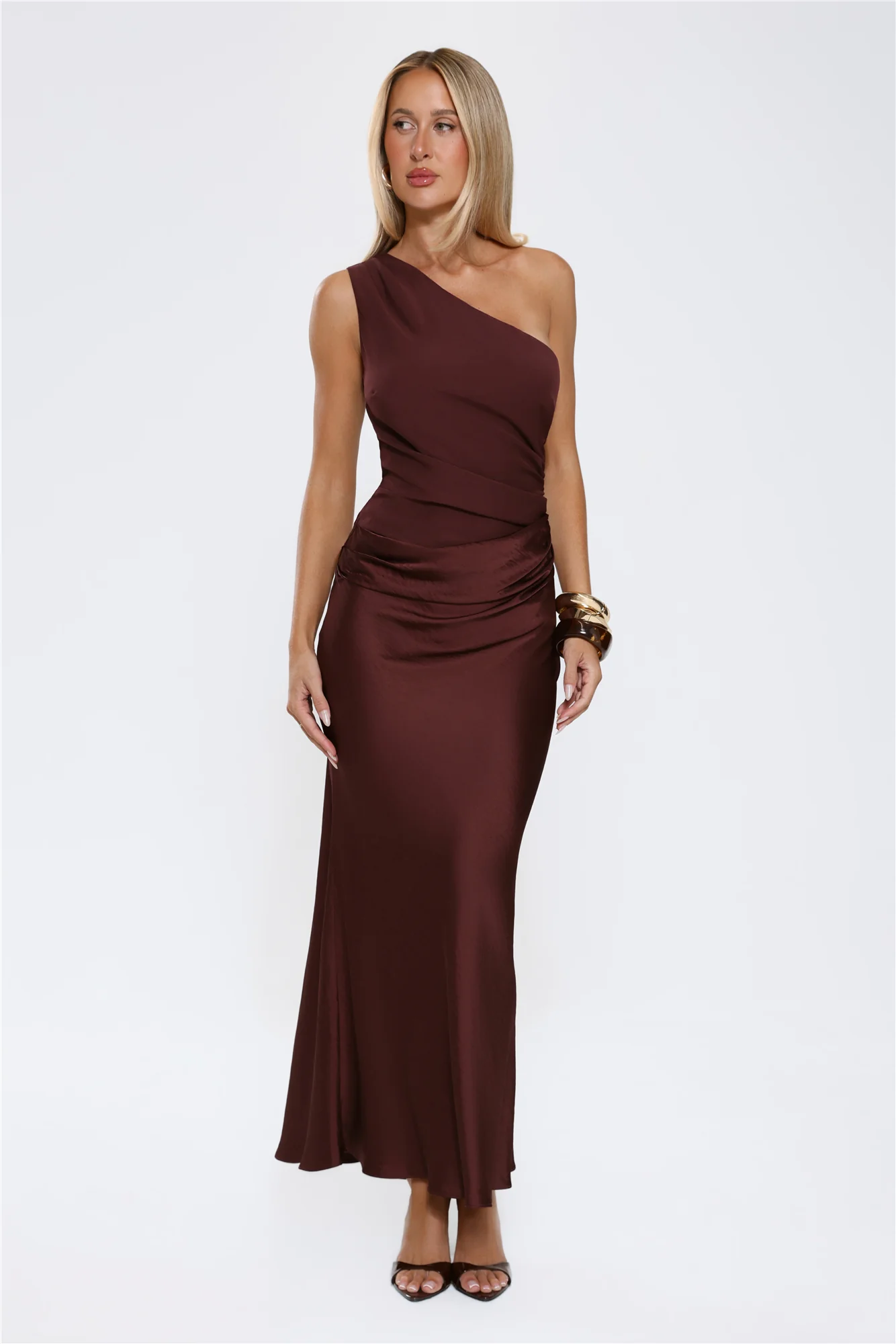 Starlit Darling Satin Maxi Dress Brown
