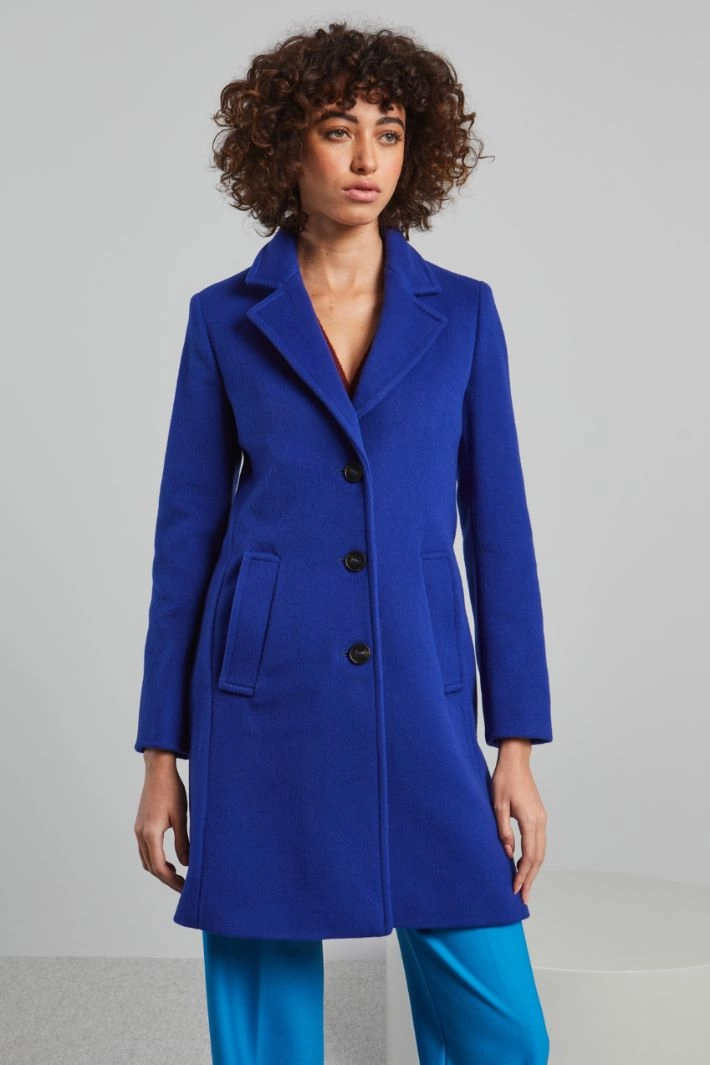 Coat in wool cloth - TURQUOISE