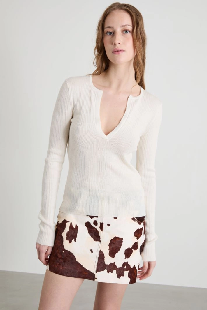 Cashmere and silk jumper - CREAM