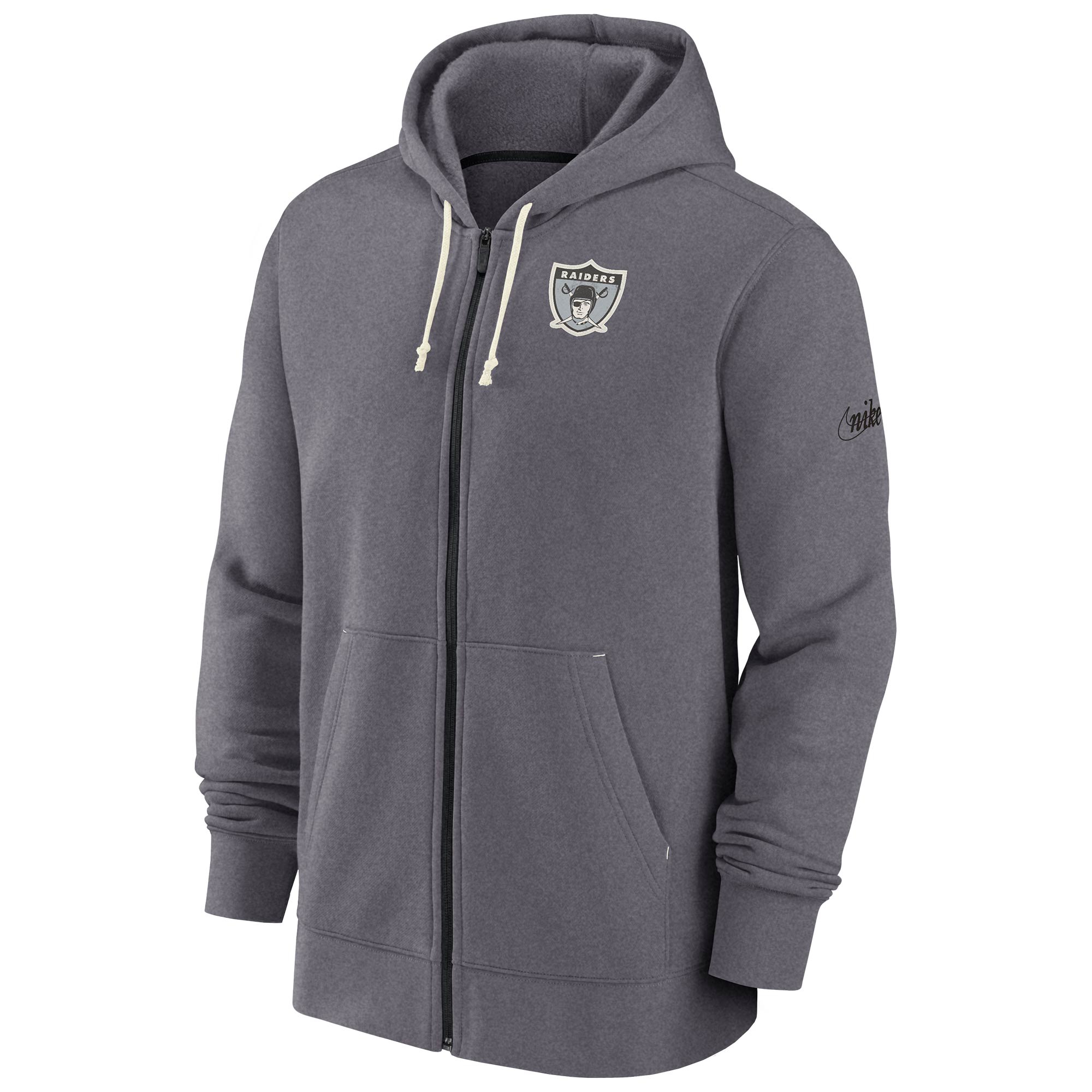 Las Vegas Raiders Historic Nike NFL Full-Zip Fleece Hoodie Gray
