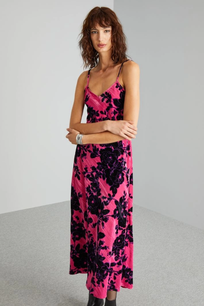 Velvet slip dress - FUCHSIA BLACK VIOLET