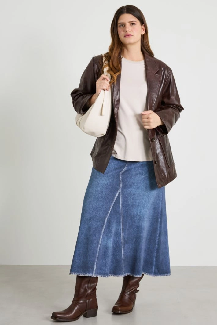 Printed jersey fleece skirt - BLUE