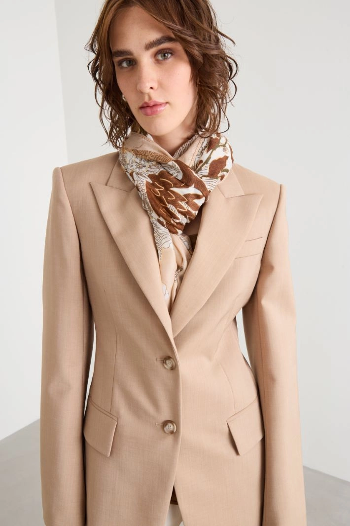 Printed lamé stole - BEIGE