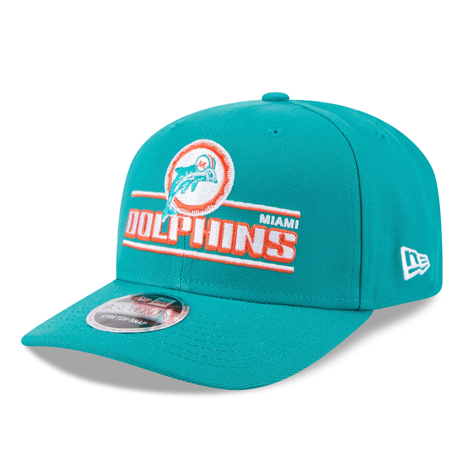 Miami Dolphins Historic Logo NFL Stated 9SEVENTY Stretch-Snap Cap Aqua