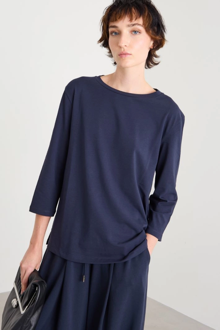 Cotton jersey T-shirt - BLUE