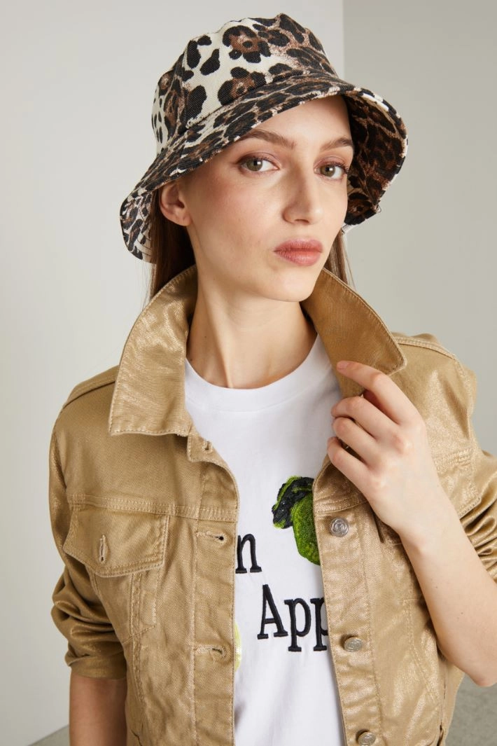 Animal print fisherman hat - BROWN BLACK WHITE