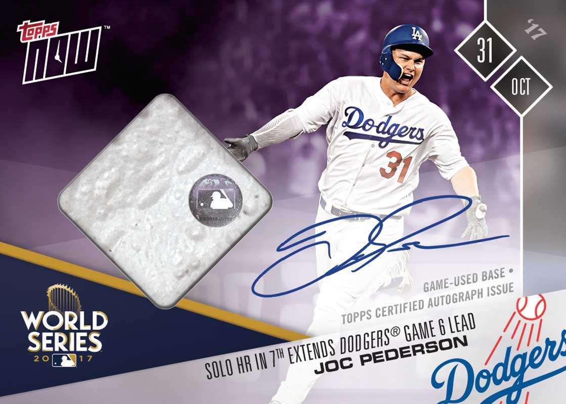 Autographed Game Used Base Card # to 25 - Joc Pederson Solo HR in 7th Extends Dodgers Lead - TOPPS NOW®