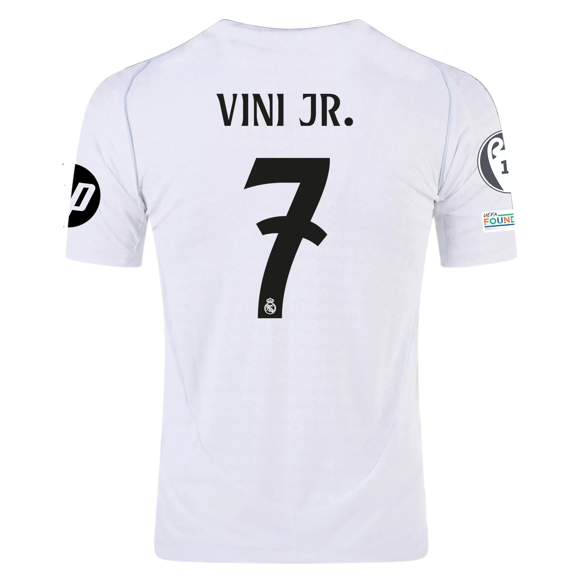 Real Madrid Authentic Vini Jr. Home Jersey w/ Champions League Patches 24/25 (White/Black)