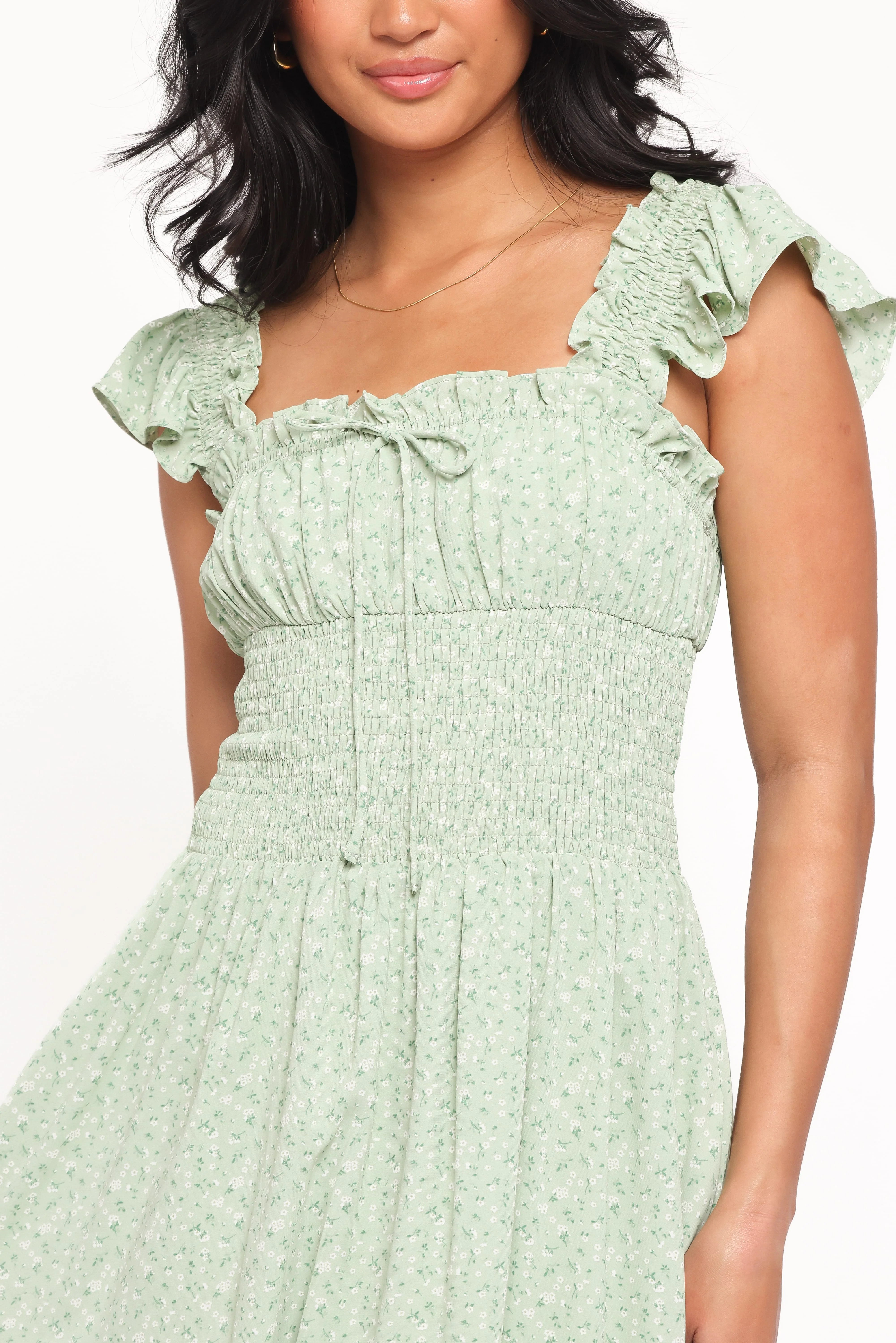 Bronte Midi Dress - Green Floral