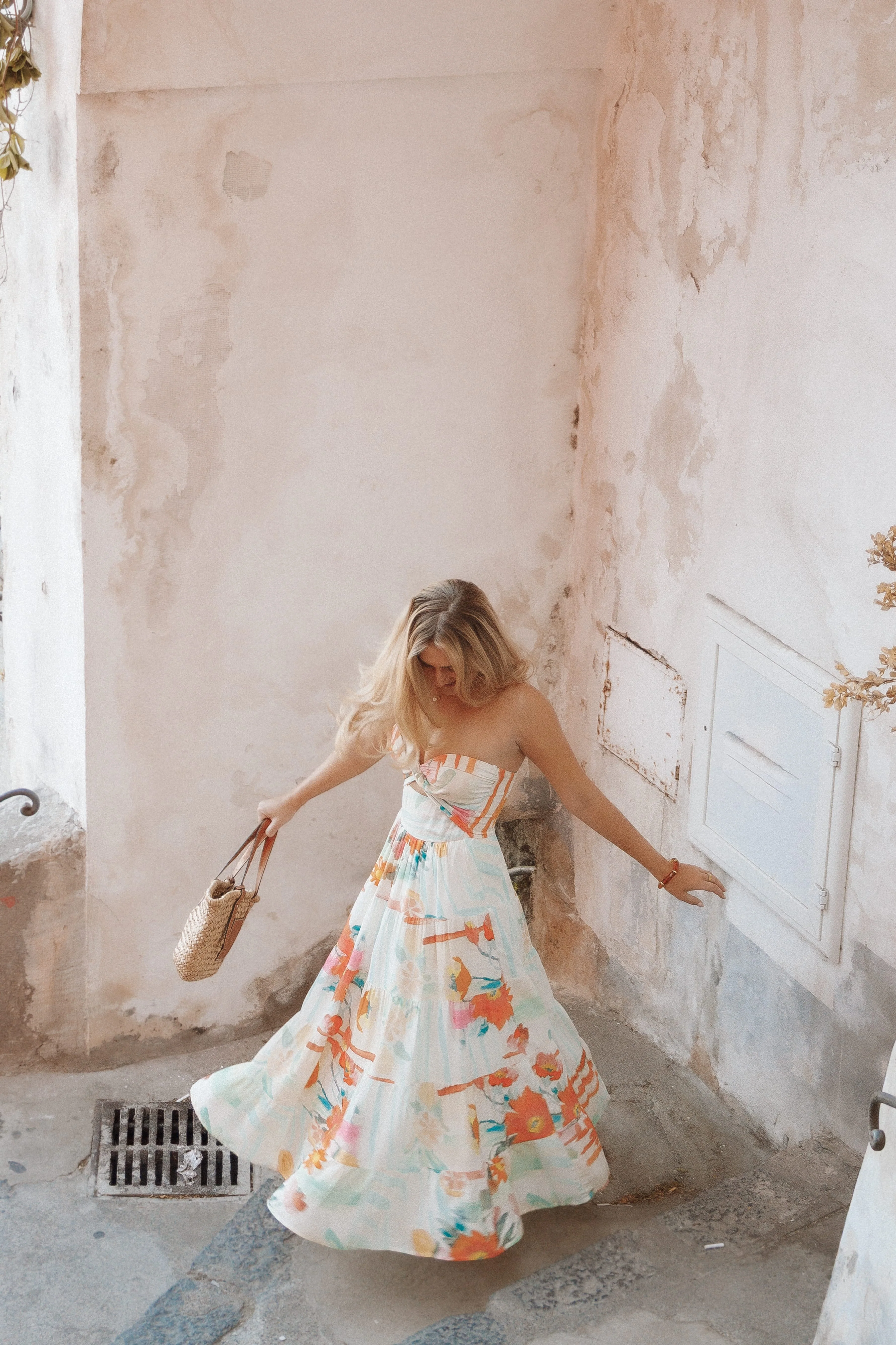 Sitara Strapless Midi Dress - Blue Alfresco Floral