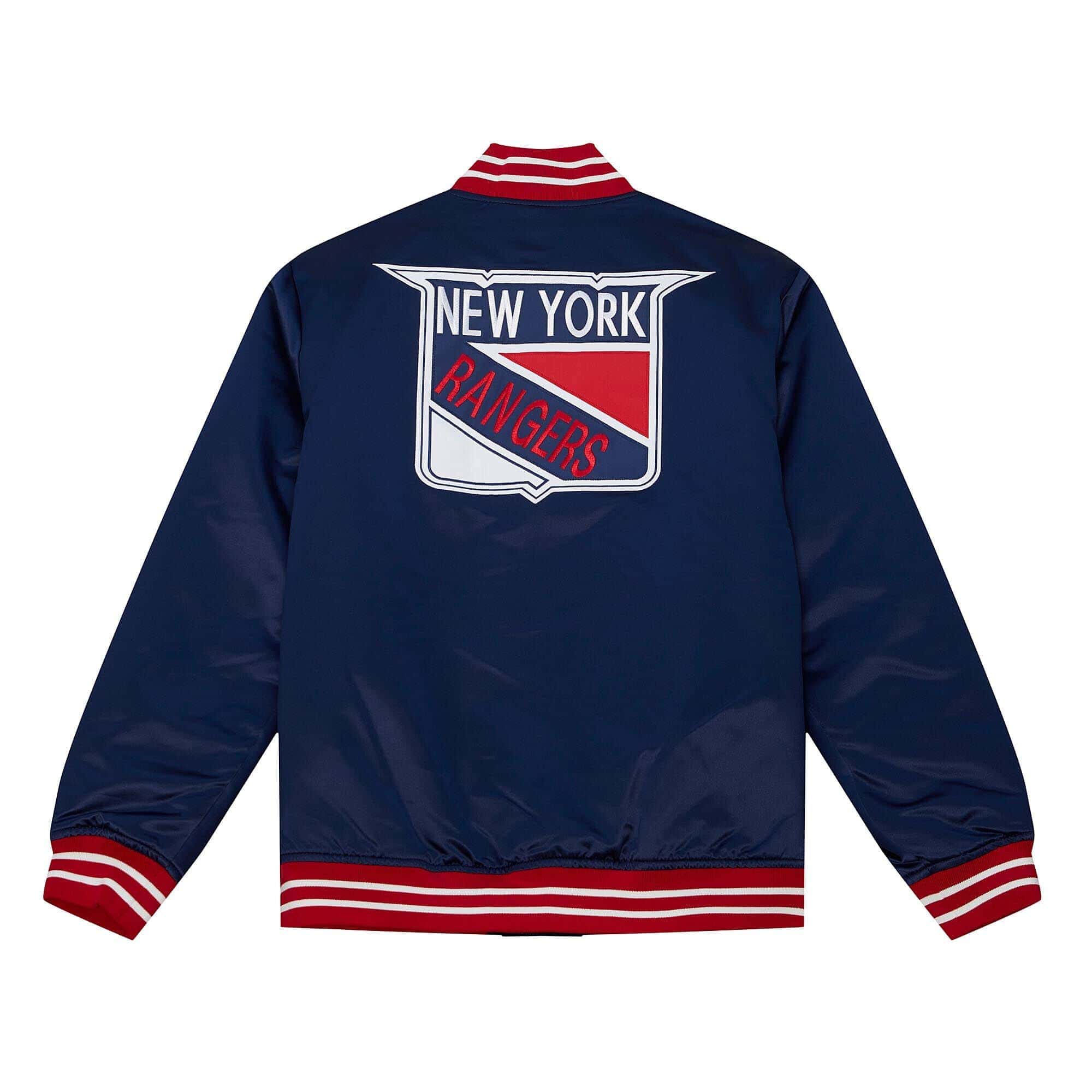 New York Rangers Heavyweight Satin Mitchell & Ness NHL Jacket Navy