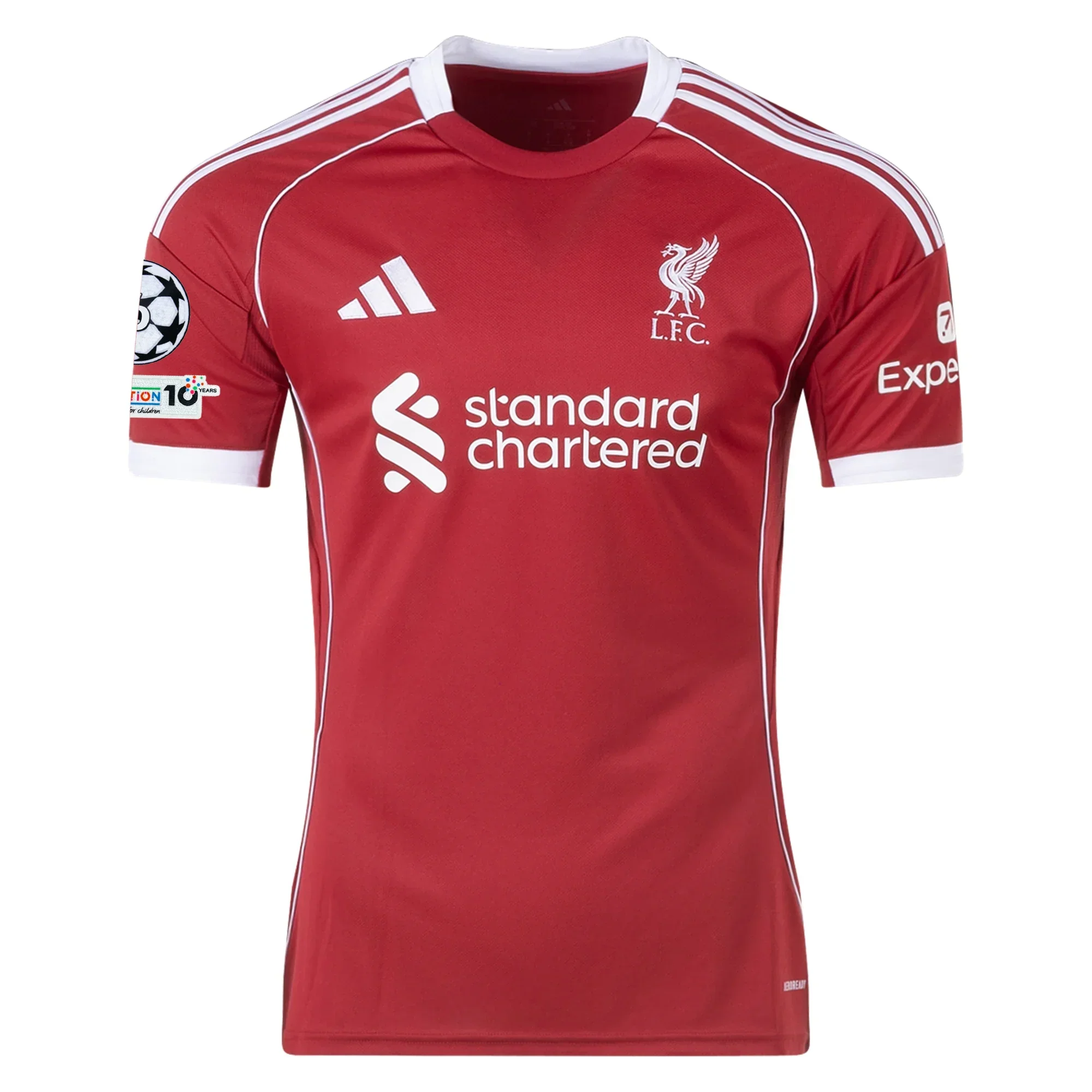 Men's Liverpool Ekitike Home Jersey 25/26 w/ Champions League Patches (Strawberry Red)