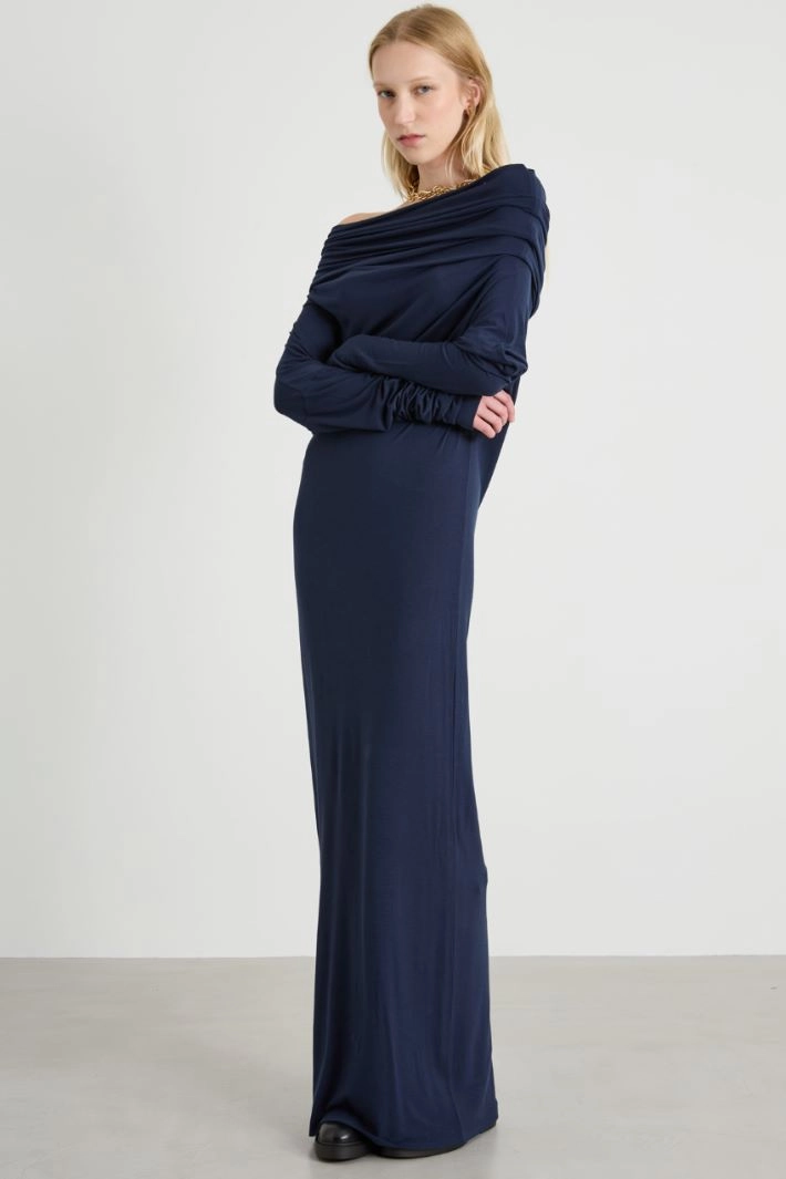Cowl Neck Dress - BLUE