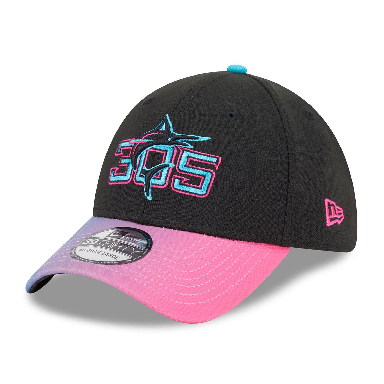 Miami Marlins MLB City Connect New Era 39THIRTY Flex Cap Black