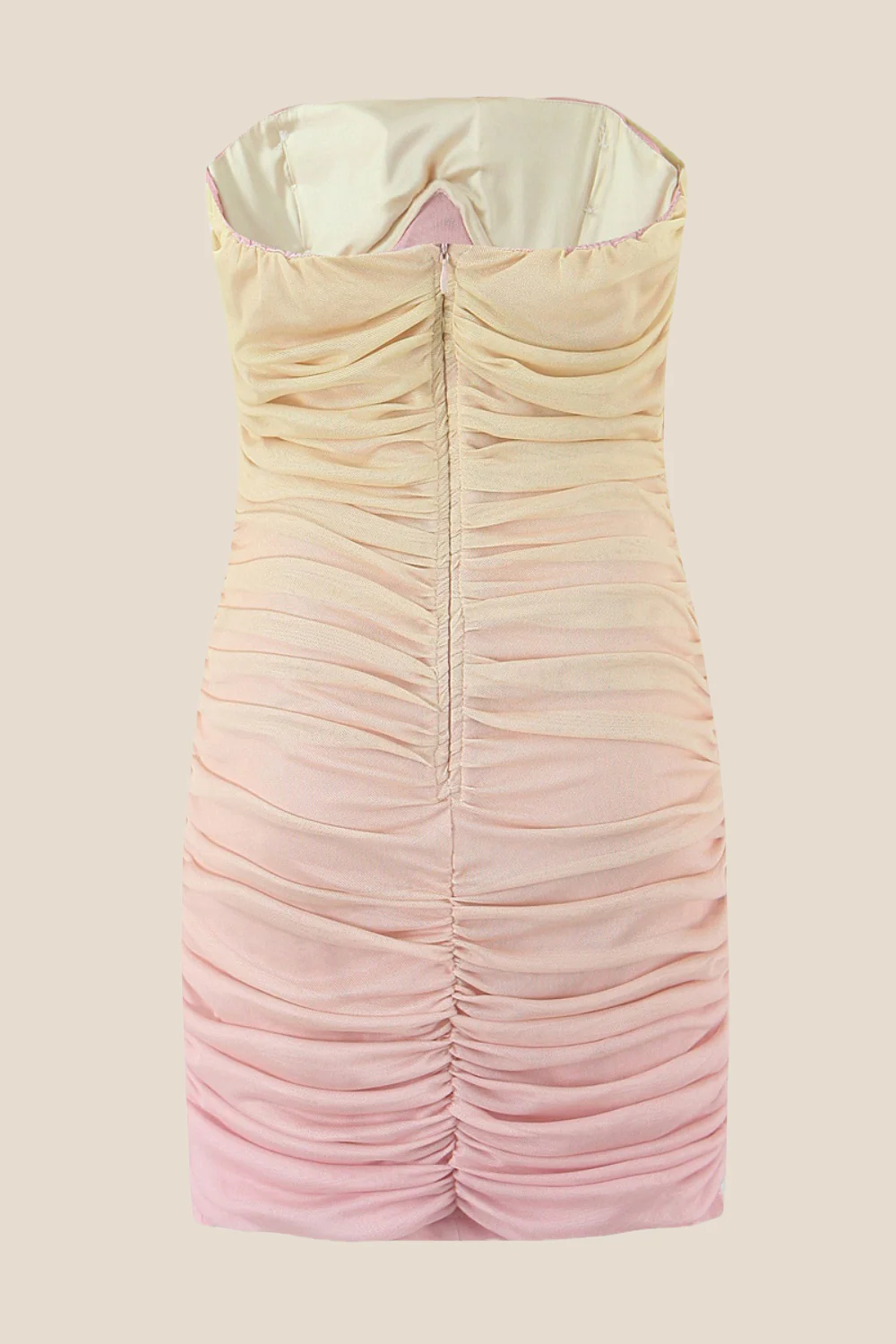 Strapless Multi-color Ruched Short Dress with a Scarf