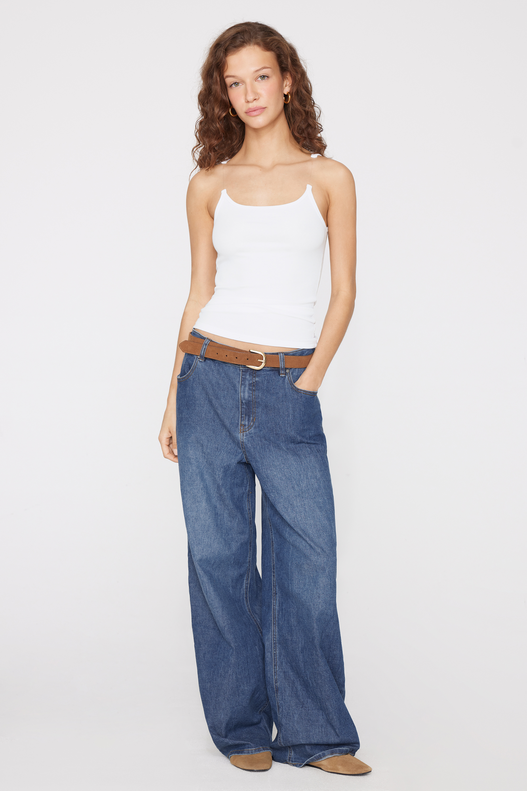 Ribbed Cotton Vest Top with Invisible Straps