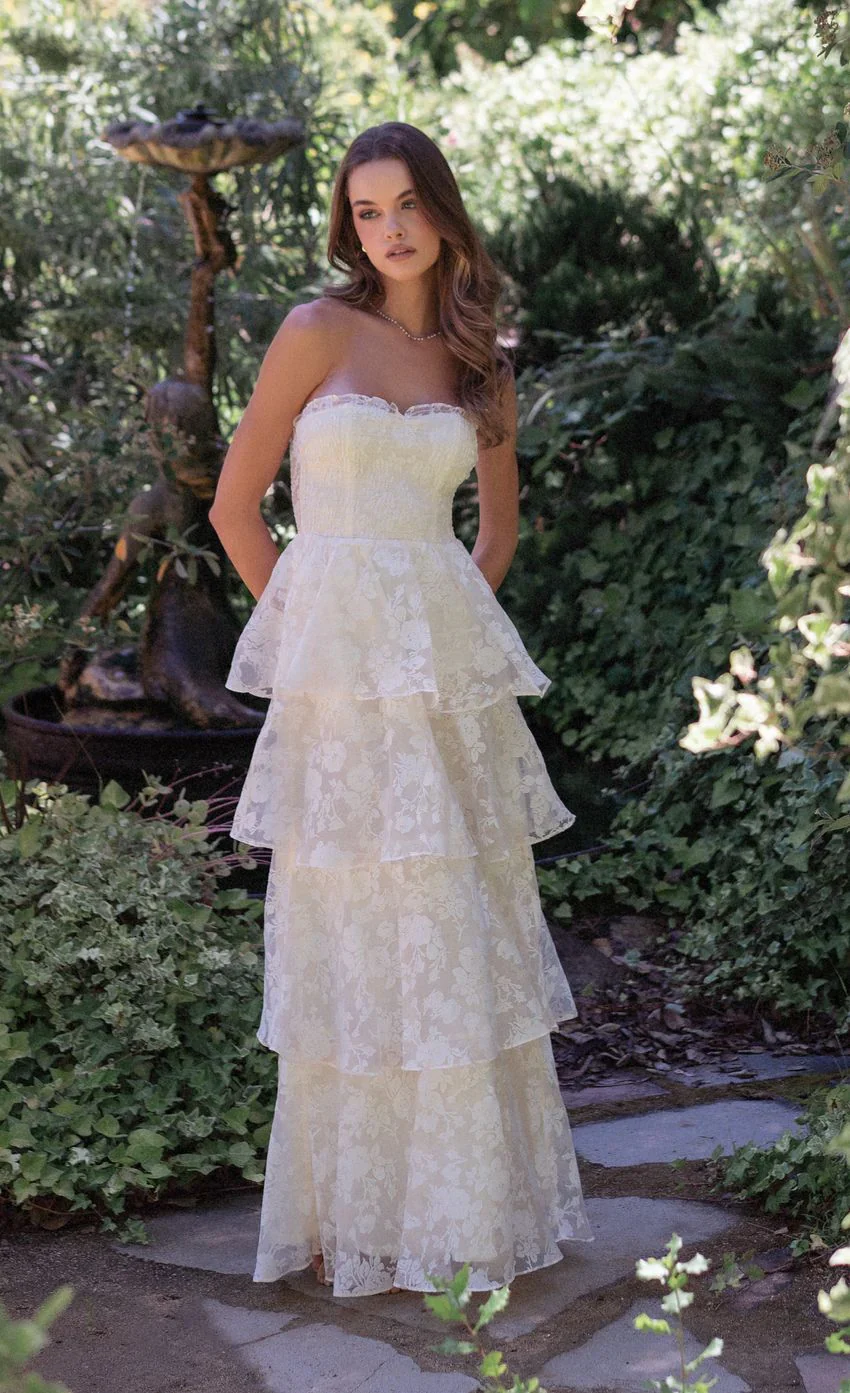 Floral Smocked Ruffle Maxi Dress in Cream