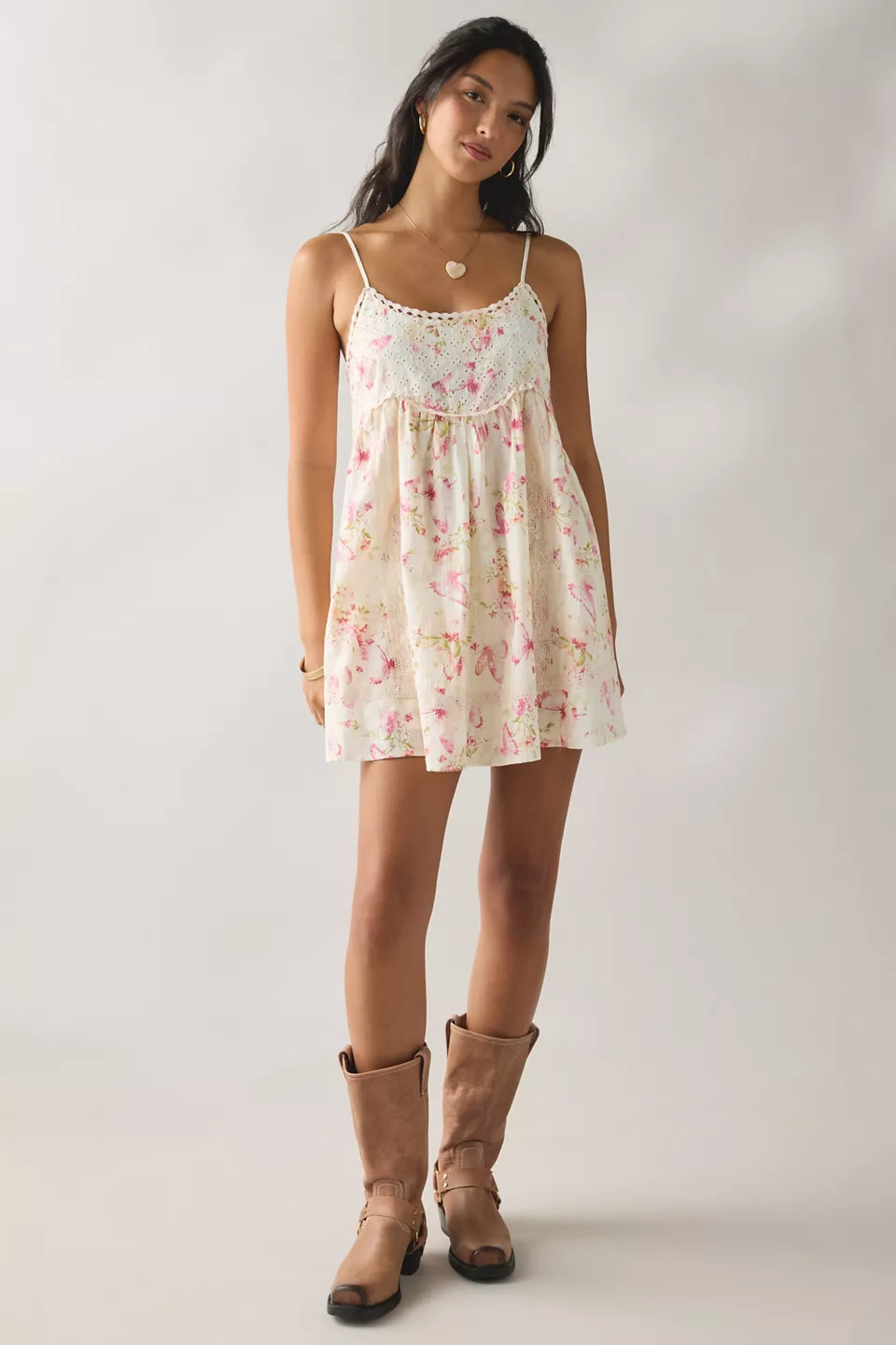 Kimchi Blue Lucky In Lace Tie-Back Babydoll Mini Dress