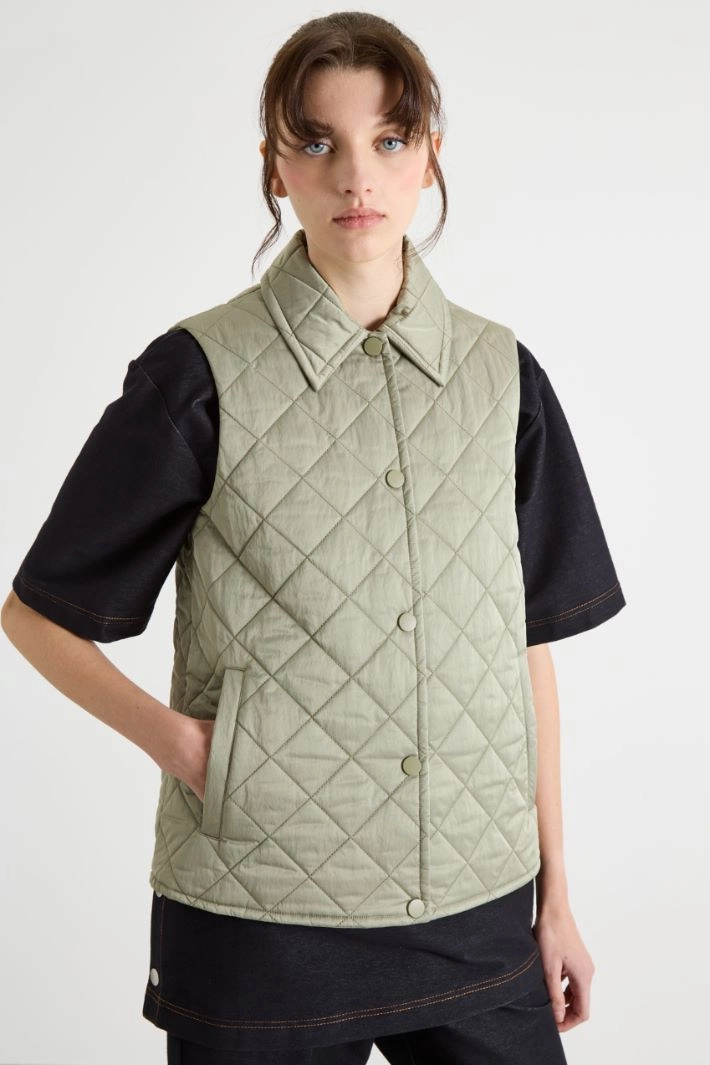 Quilted gilet - GREEN