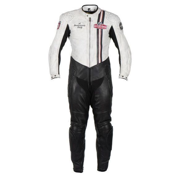 Helstons stirling suit plain leather - black / whiteRef: HS0782
