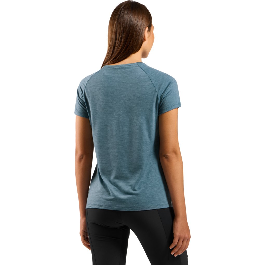 Odlo Merino Blend 130 Print T-Shirt Women - provincial blue melange