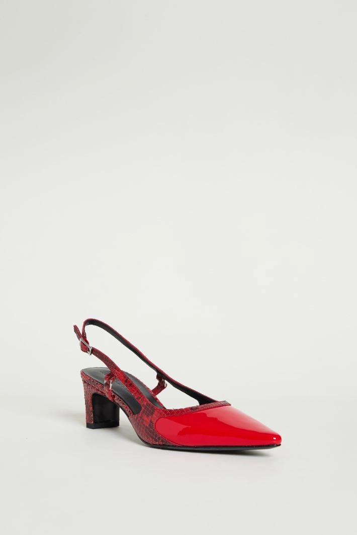 Leather slingbacks - RED BLACK