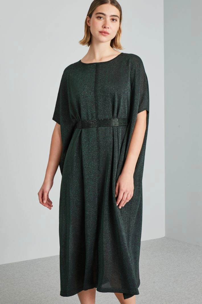 Lurex-knit dress - DARK GREEN