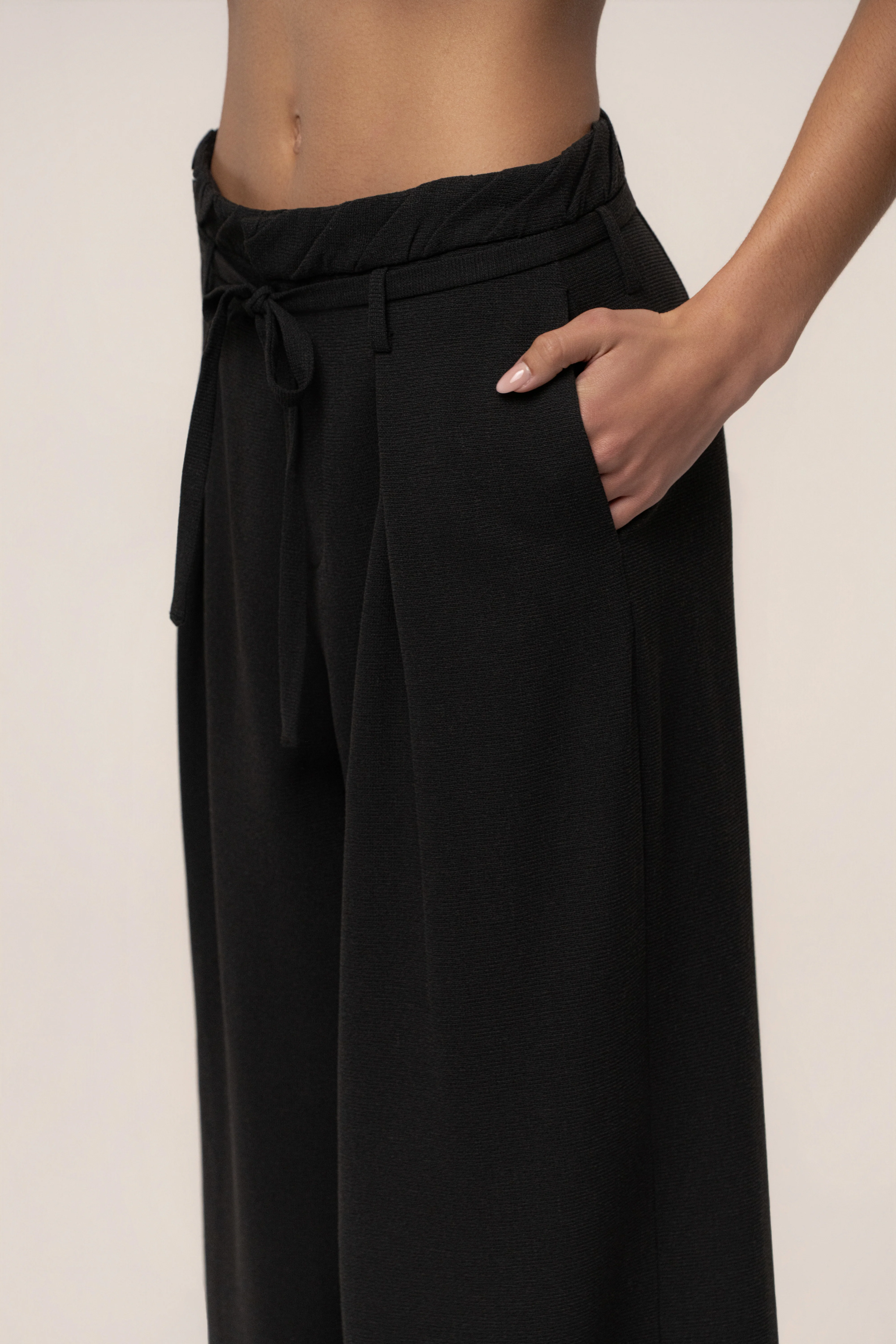 Black Refined Ease Wide Leg Pants