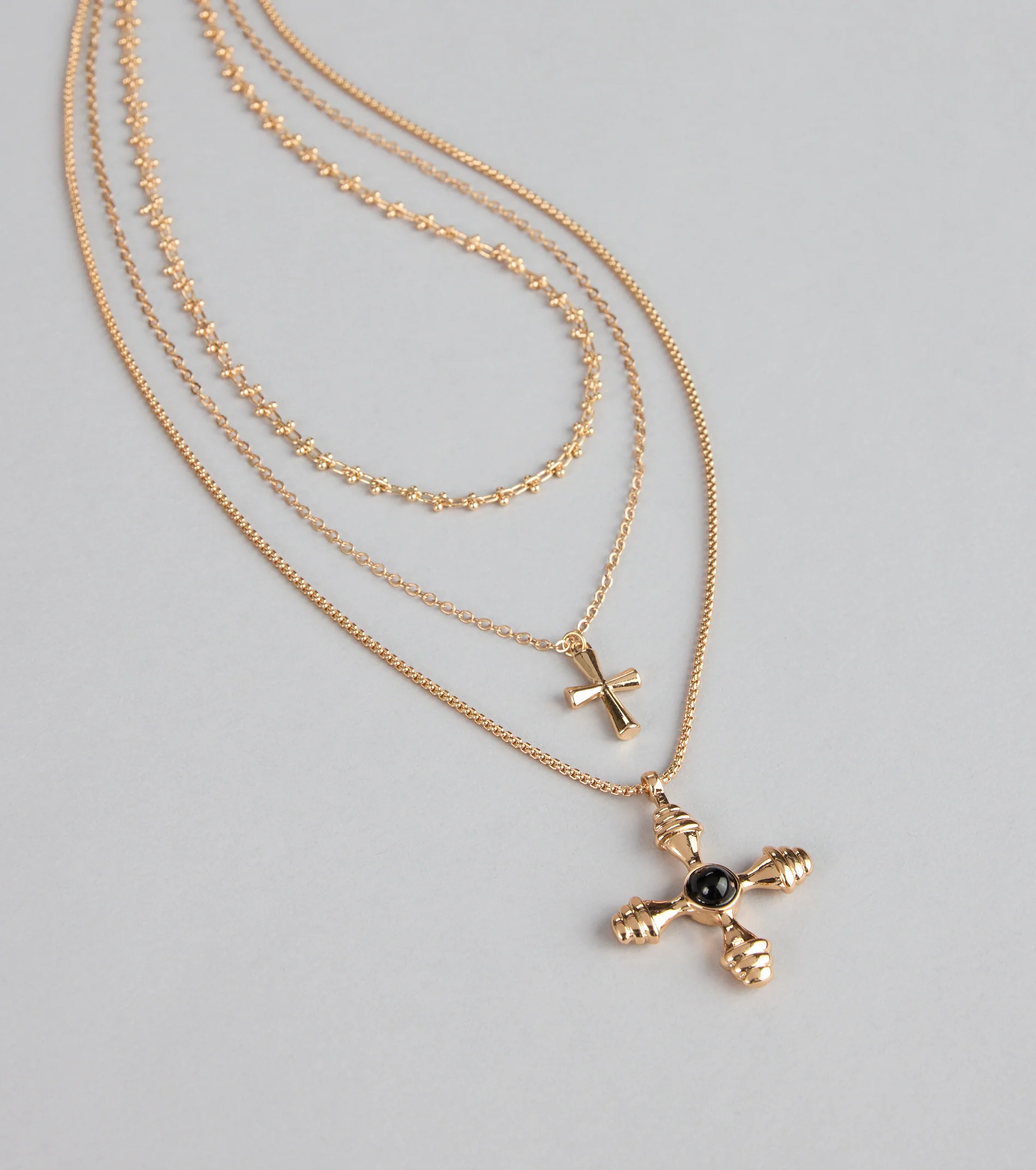 Faithful Layers Cross Charm Necklace