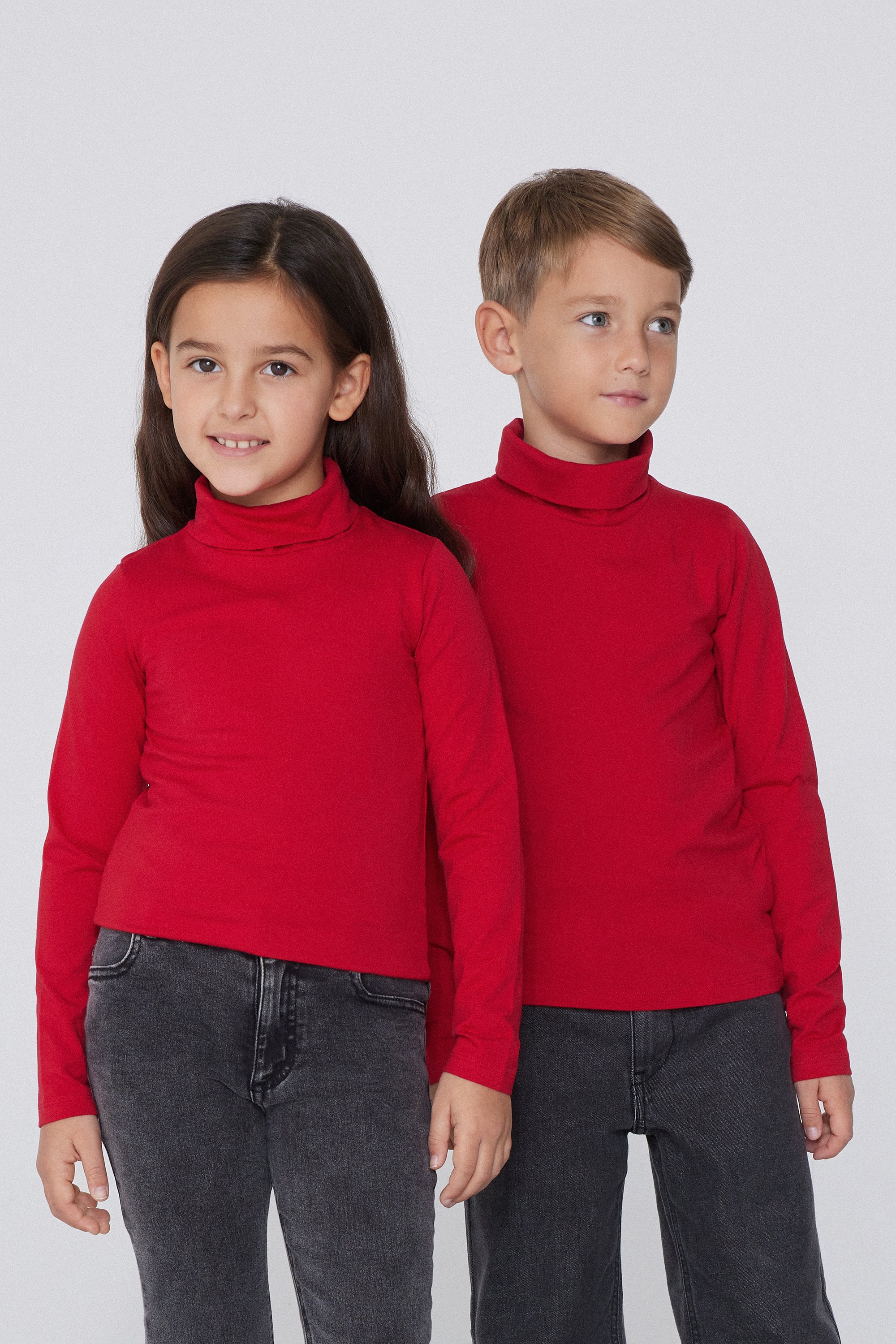 Kids’ Unisex Long-Sleeved Polo Neck Thermal Cotton Top