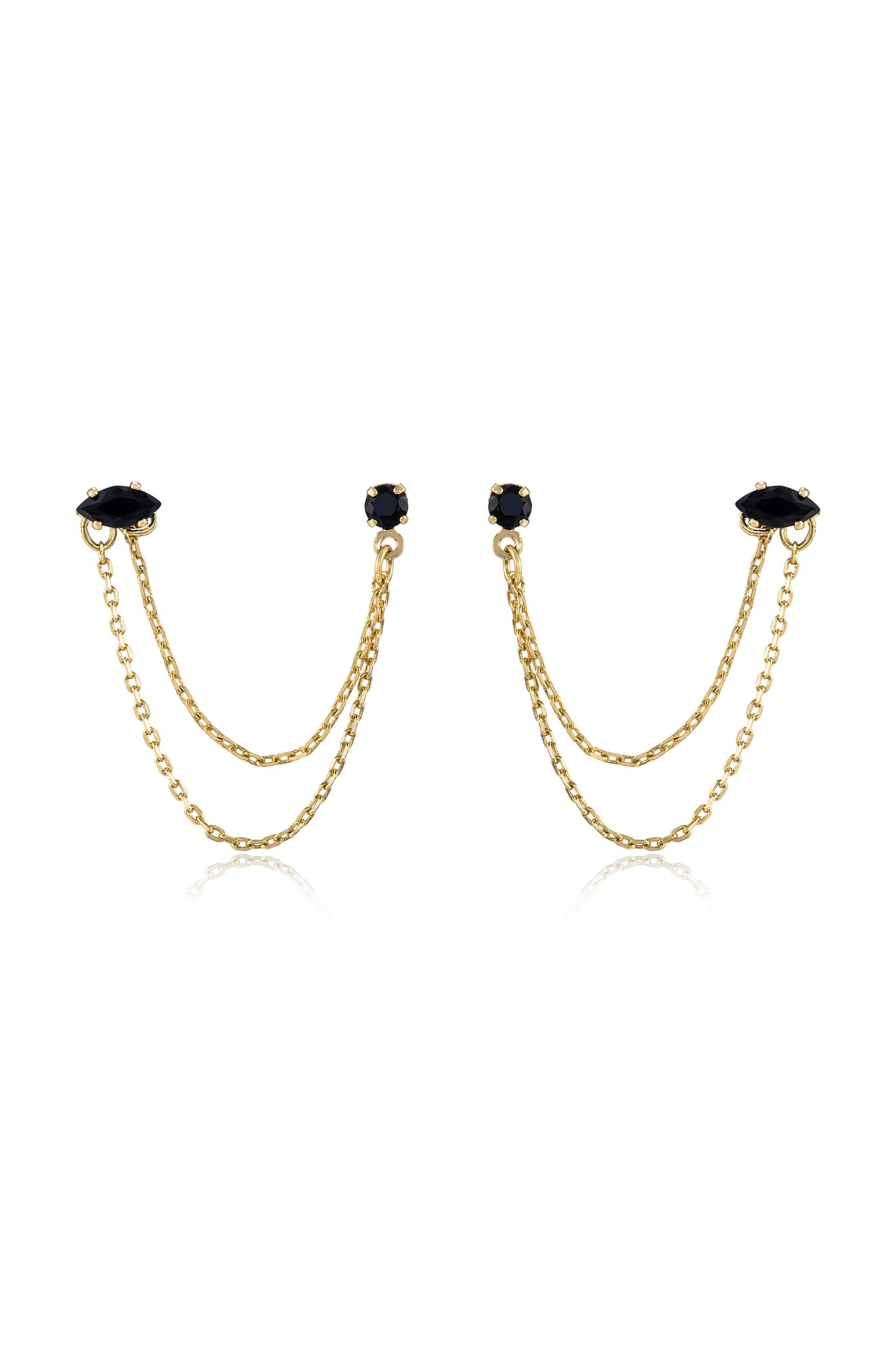 Double Piercing Chain Dangle Earrings