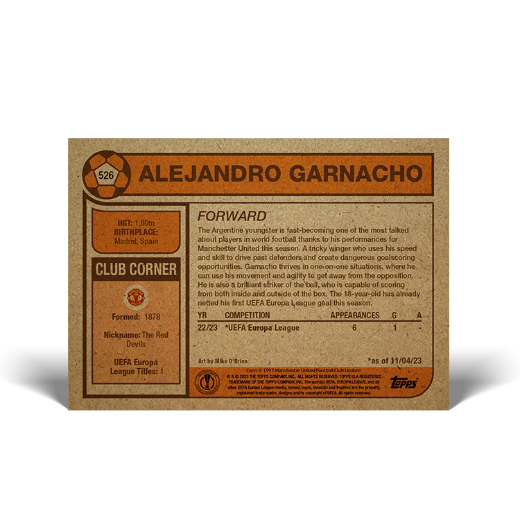 Topps UK - UCC Living Set Card #526 - Alejandro Garnacho