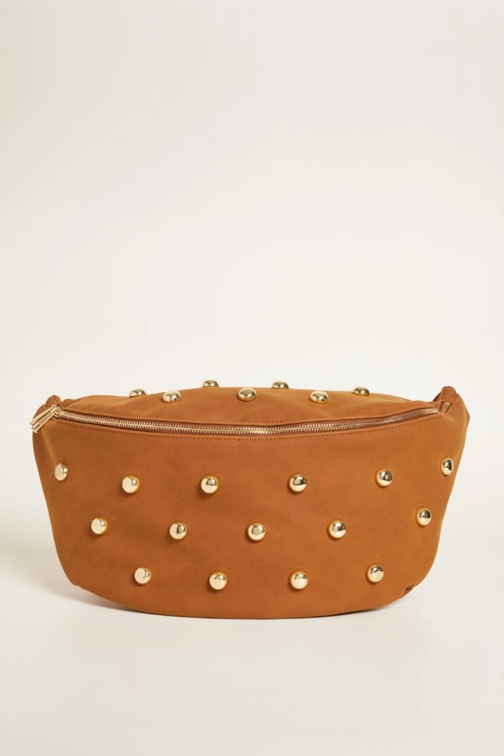 Velvet-effect fabric bag - BROWN