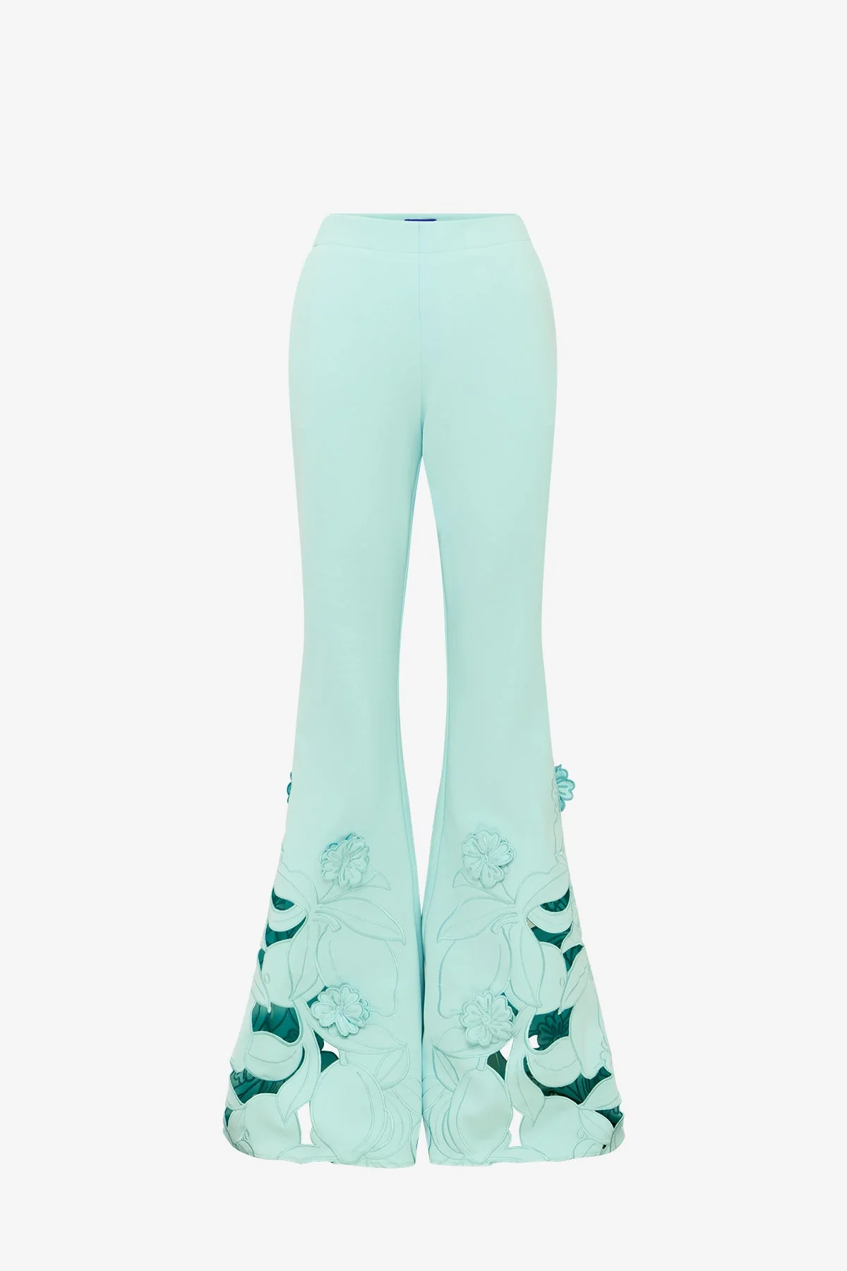 Vera Appliqué Flared Pants - Pale Turquoise