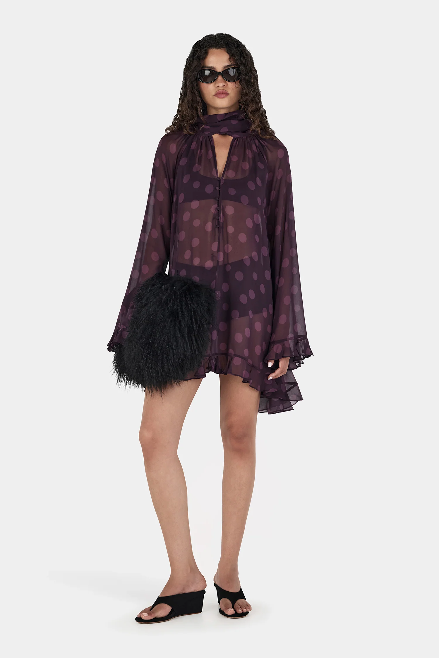 Willow Mini Dress Organic Spot Purple