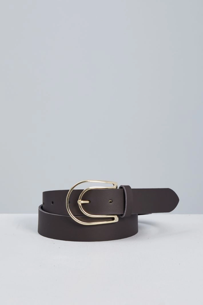 Genuine leather belt - DARK BROWN