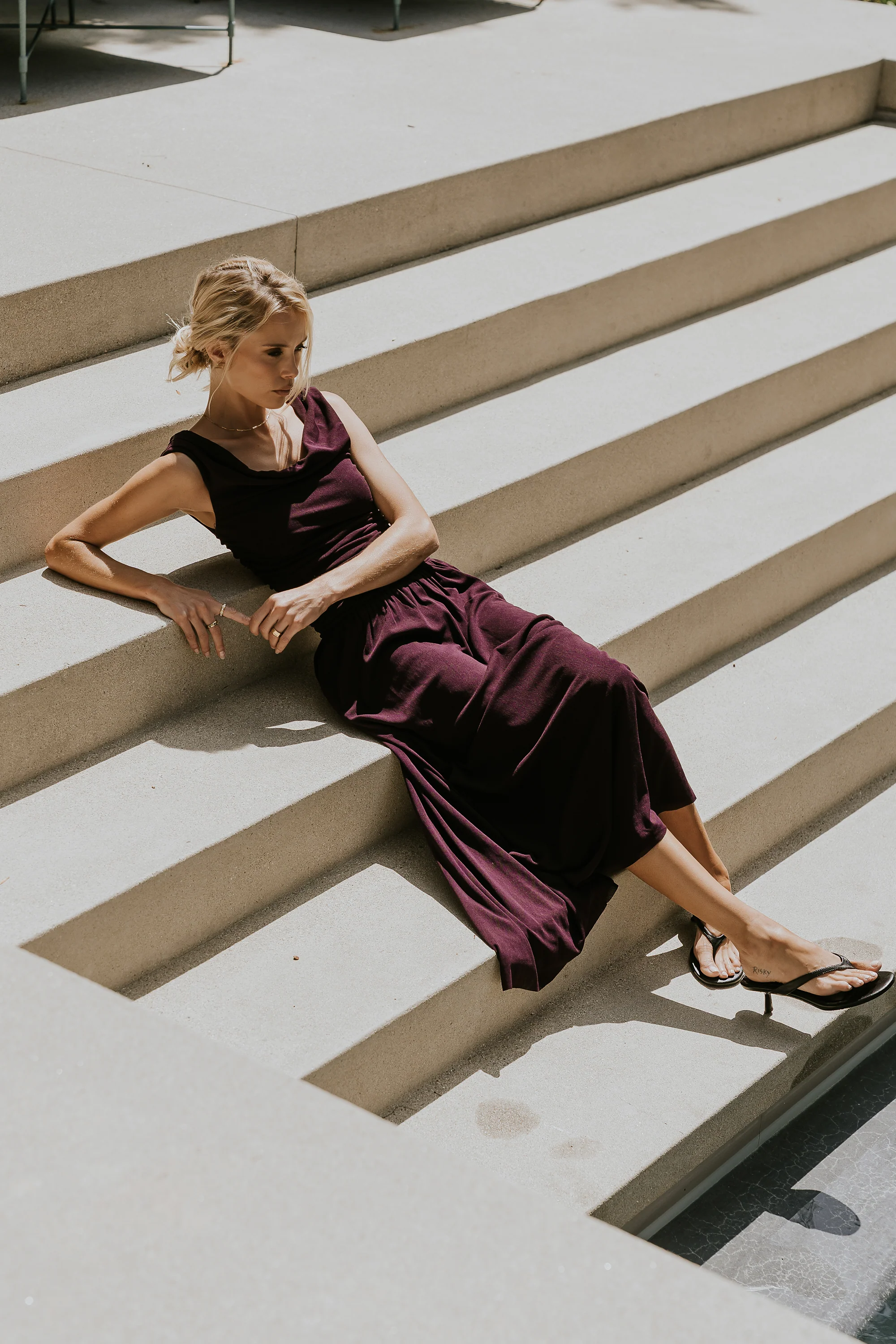 Luna Ruched Maxi Dress in Purple